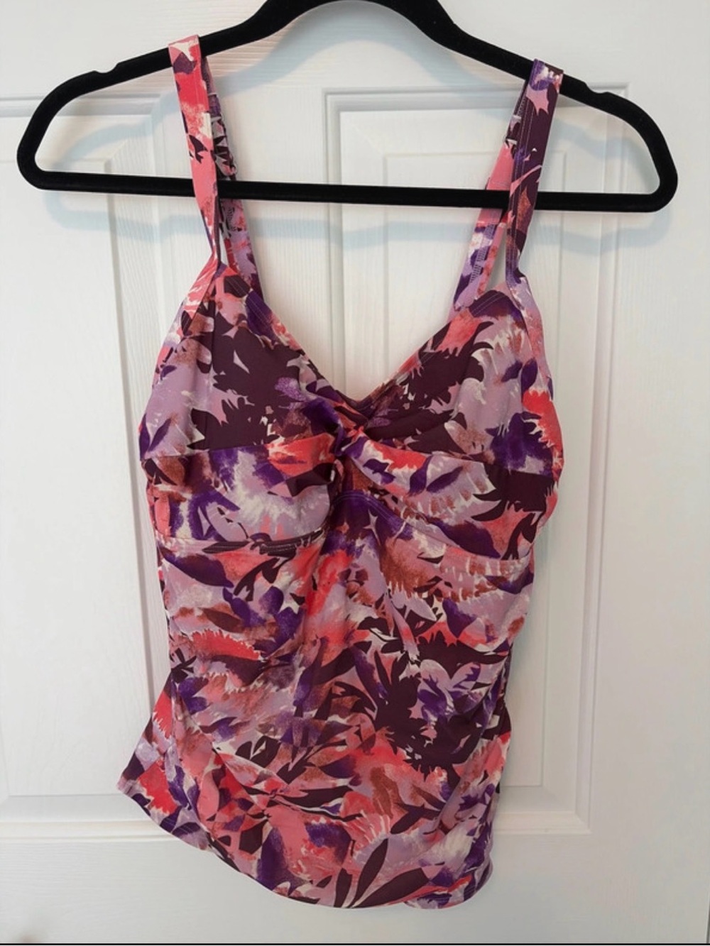 L.L. Bean Floral Twist-Front Women's Tankini Swim Size 8